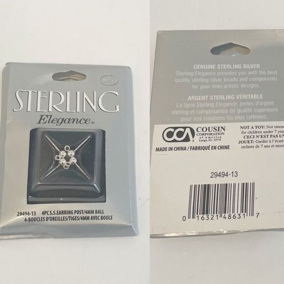 Sterling Elegance Sterling Silver Jewelry Making Supplies 5 Packs Earring Posts - Picture 3 of 8